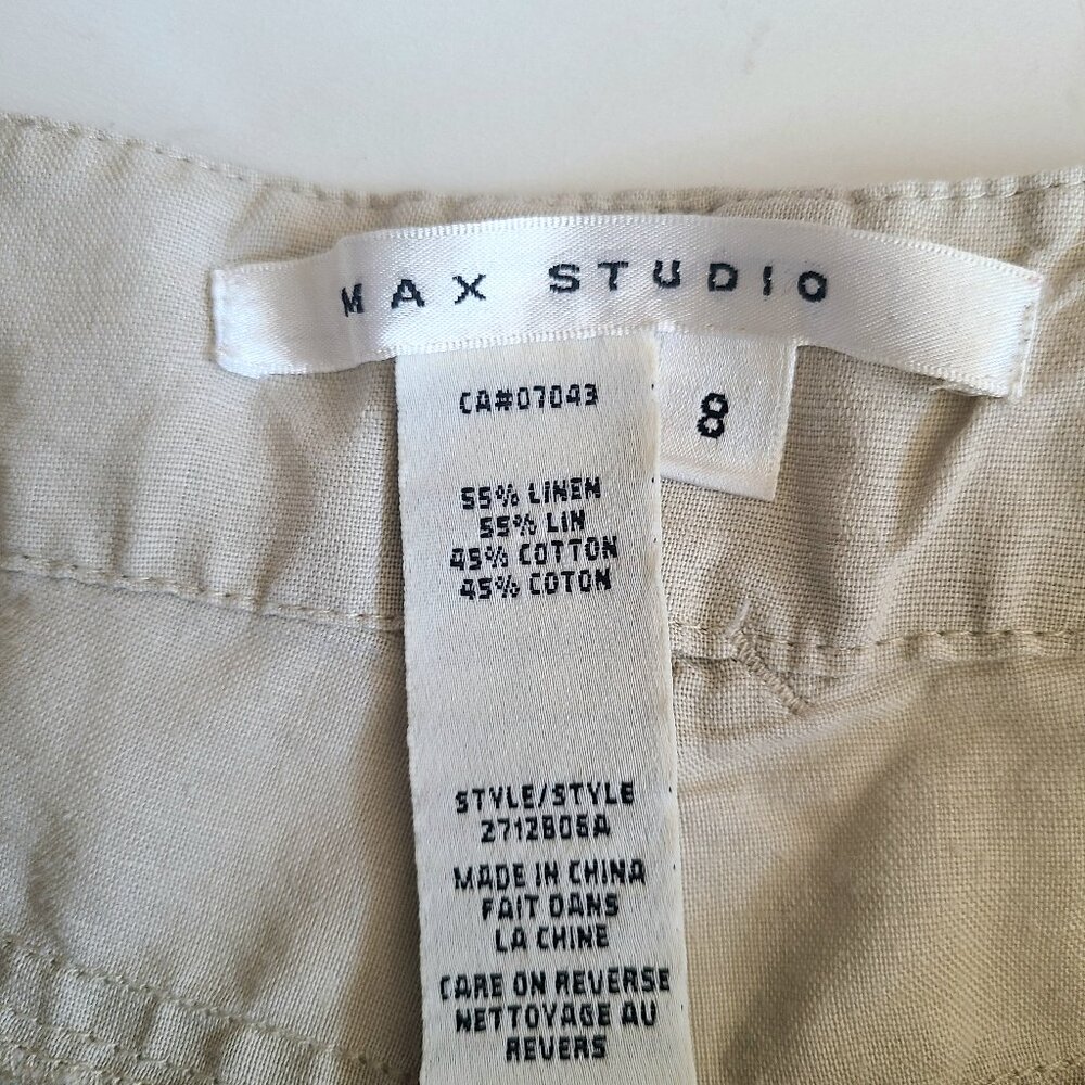 Max Studio linen/cotton bland beige pants with front buttons details. - Picture 7 of 7